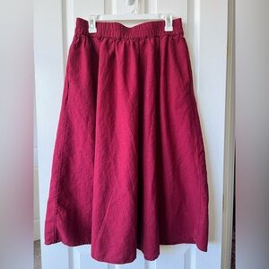 A New Day Red Linen-blend A-line Midi Skirt
